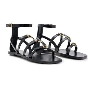 NEW ALLSAINTS BLACK LEATHER STRAPPY SANDALS